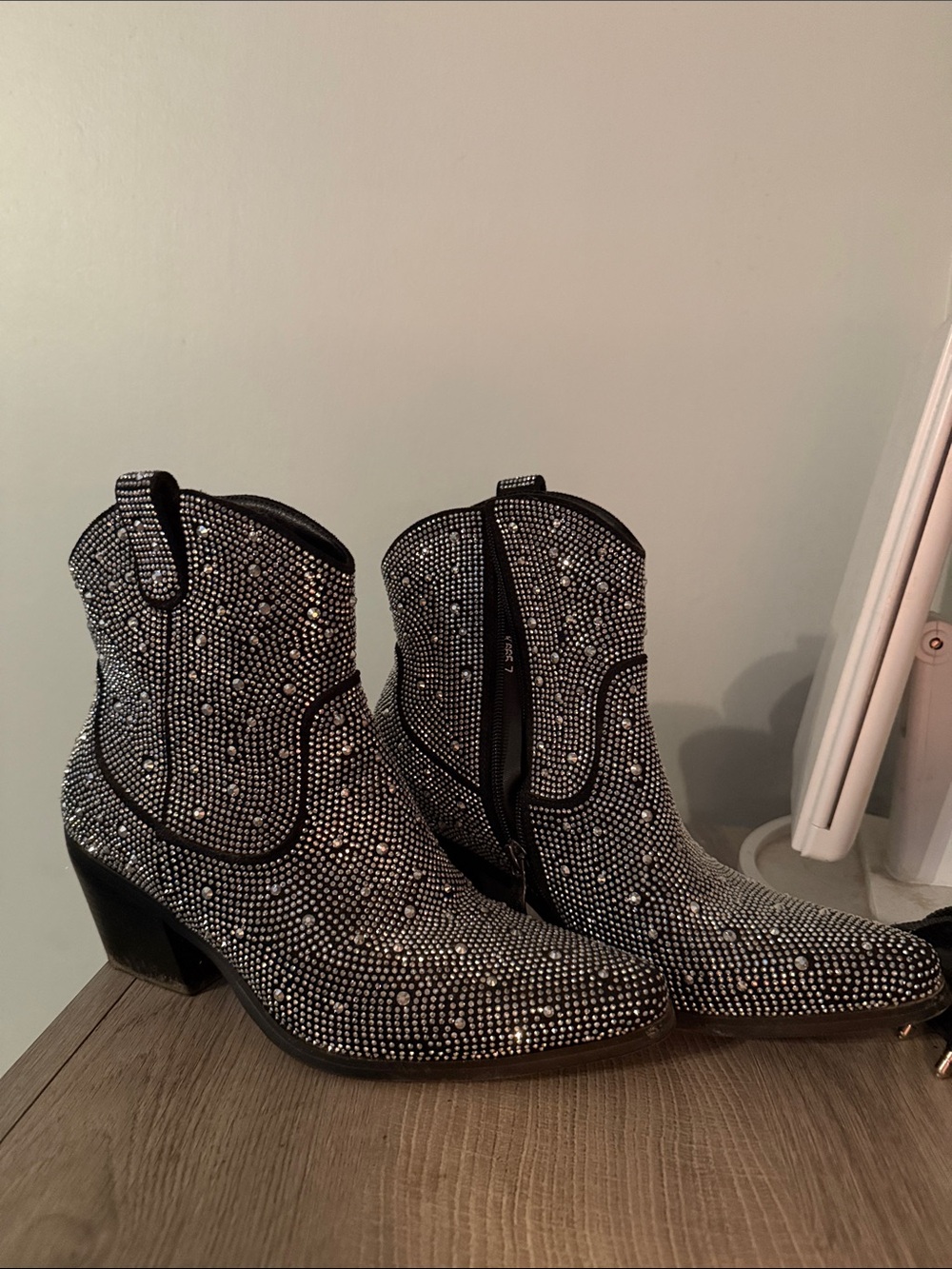 Sparkle Black Western Ankle Boots